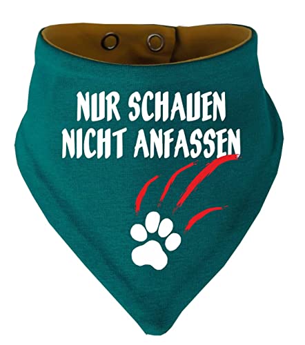 Hunde Wende- Halstuch Multicolor (Fb: Petrol-gelb) (Gr.3 - HU 36-42 cm) Nur schauen Nicht anfassen von Kleiner Fratz