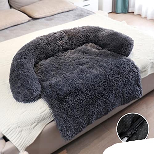 Großes Haustier Katze Hundebett Langes Plüsch Warmes Bett für Eine Katze Sofamatte Luxus Niedliches Katzenbett Welpenkissen Haustier Waschbare Decke Sofabezug-Schwarz,100x85cm,Frankreich von KLIEUWDBAARASRASJ