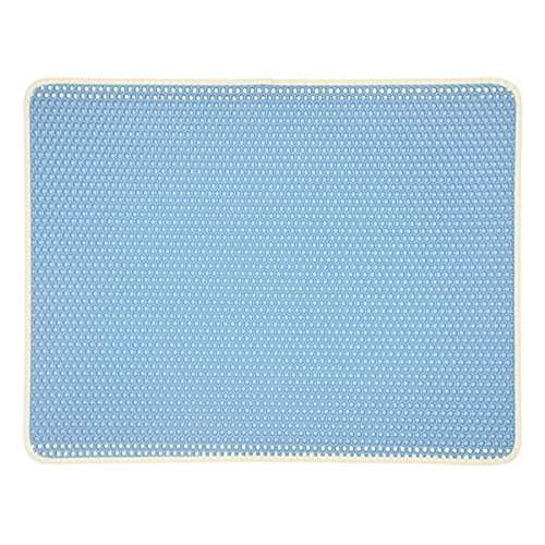 Haustier Katzentoilette Doppellagige wasserdichte Katzentoilette für Katzentoilette, die Haustiertoilettenmatte einfängt Pet Products Bed Clean Pad Katzen sauber-himmelblau,37X58cm,SPANIEN von KLIEUWDBAARASRASJ