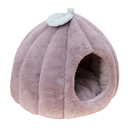 KLIEUWDBAARASRASJ Automn Winter Niedliche Kürbisform Haustier Katze Hund Plüsch Haus Höhle für Kätzchen Welpe Schlafbett Indoor Zusammenklappbar Warm Nest Kissen-Grau, M 45x45CM, China von KLIEUWDBAARASRASJ