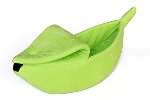 KLIEUWDBAARASRASJ Banana Cat Bed House Cute Banana Puppy Cushion Zwinger Warme weiche Pet Bet Cat Supplies Matte Betten für Katzen Kätzchen-grün,L für 5,5-11 lbs von KLIEUWDBAARASRASJ