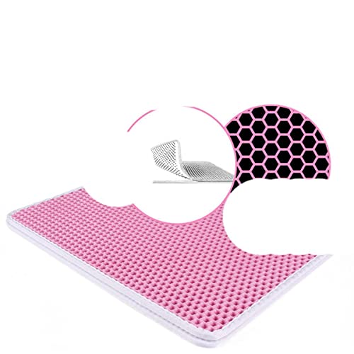 KLIEUWDBAARASRASJ Farbe wasserdichte Haustier Katzentoilette Doppelschicht Anti-Rutsch für Katzen Haustiere Katzenstreu Fangen Haustiere Katzentoilette Katzenbett Pads House Clean-Split Pink,37x58cm von KLIEUWDBAARASRASJ