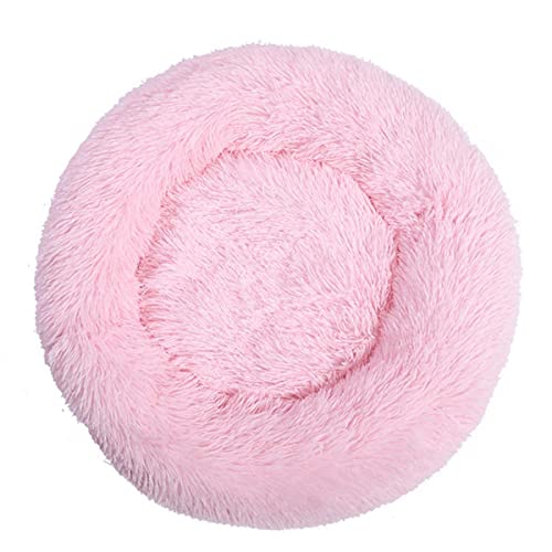 KLIEUWDBAARASRASJ Flauschiges Katzenbett Warmes rundes Katzenkissen Weicher Katzenkorb Hundebett Donut Katzen Produkte für Haustier Hundebett für kleine Hunde-Hellrosa,3XS Dia 200mm von KLIEUWDBAARASRASJ