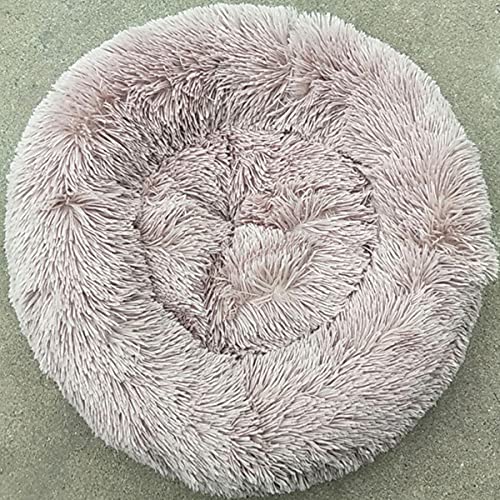 KLIEUWDBAARASRASJ Flauschiges Katzenbett Warmes rundes Katzenkissen Weicher Katzenkorb Hundebett Donut Katzen Produkte für Haustier Hundebett für kleine Hunde-Leichter Kaffee,M Dia 600mm von KLIEUWDBAARASRASJ