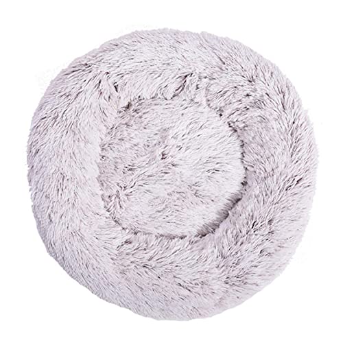 KLIEUWDBAARASRASJ Flauschiges Katzenbett Warmes rundes Katzenkissen Weicher Katzenkorb Hundebett Donut Katzen Produkte für Haustier Hundebett für kleine Hunde-braun weiß,3XL Dia 1000mm von KLIEUWDBAARASRASJ