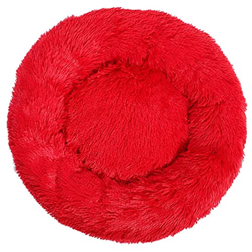 KLIEUWDBAARASRASJ Flauschiges Katzenbett Warmes rundes Katzenkissen Weicher Katzenkorb Hundebett Donut Katzen Produkte für Haustier Hundebett für kleine Hunde-rot,3XL Dia 1000mm von KLIEUWDBAARASRASJ