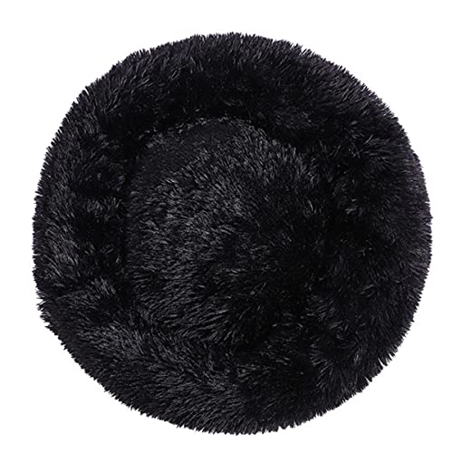 KLIEUWDBAARASRASJ Flauschiges Katzenbett Warmes rundes Katzenkissen Weicher Katzenkorb Hundebett Donut Katzen Produkte für Haustier Hundebett für kleine Hunde-schwarz,3XS Dia 200mm von KLIEUWDBAARASRASJ