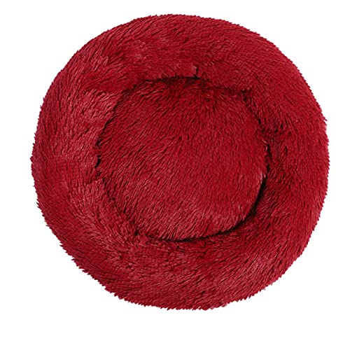 KLIEUWDBAARASRASJ Flauschiges Katzenbett Warmes rundes Katzenkissen Weicher Katzenkorb Hundebett Donut Katzen Produkte für Haustier Hundebett für kleine Hunde-weinrot,3XL Dia 1000mm von KLIEUWDBAARASRASJ