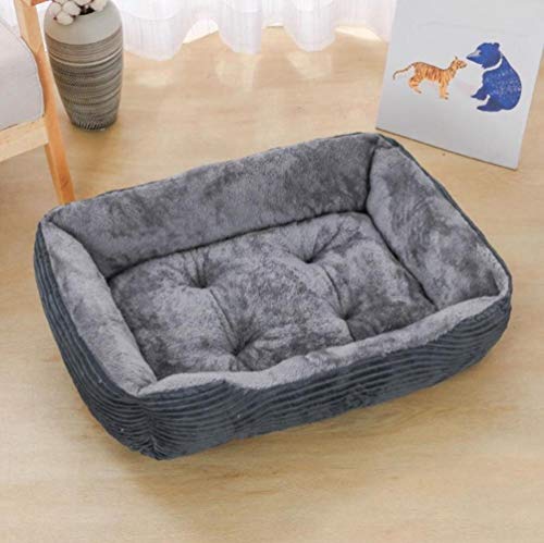 KLIEUWDBAARASRASJ Four Seasons Universal Haustier Hundebett Teddy Katzenstreu Kleine, mittlere und große Hunde Teddy Haustierbedarf Bettgraue Samtkante, 90X70cm von KLIEUWDBAARASRASJ