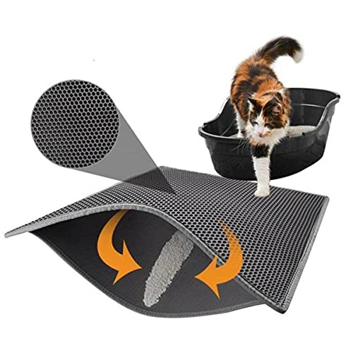 KLIEUWDBAARASRASJ Haustier Katzentoilette Doppellagige Katzentoilette Katzenbett Pads wasserdichte Waben Eva Streukontrolle Trapper Pad Katzenklo Matte-Schwarz 30x30cm,Spanien von KLIEUWDBAARASRASJ