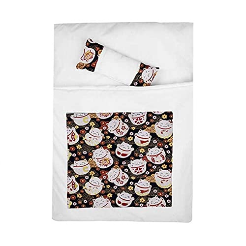 KLIEUWDBAARASRASJ Japanisches Katzenbett Winter Abnehmbarer Warmer Katzenschlafsack Tiefschlaf Haustier Hundebett Haus Katzen Nest Kissen mit Kissen-7 Retro Katze,L 65x50cm von KLIEUWDBAARASRASJ