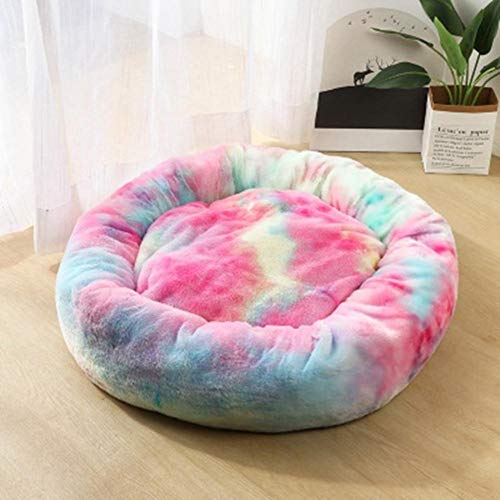 KLIEUWDBAARASRASJ Katzenbetten Rundes bequemes beruhigendes Hundebett für Katzen Beruhigendes Bett Hund Anti Angst Haus für Katzenvlies Marshmallow Katzenbett Kissen-Neuankömmling 1, OD 80 cm, China von KLIEUWDBAARASRASJ