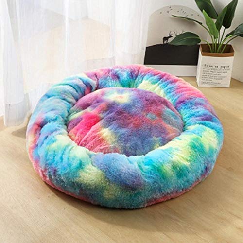 KLIEUWDBAARASRASJ Katzenbetten Rundes bequemes beruhigendes Hundebett für Katzen Beruhigendes Bett Hund Anti Angst Haus für Katzenvlies Marshmallow Katzenbett Kissen-Neuankömmling 2, OD 40 cm, China von KLIEUWDBAARASRASJ