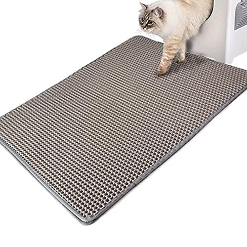 KLIEUWDBAARASRASJ Katzenstreu-Matte wasserdichte Eva-Doppelschicht-Katzenstreu-Auffangmatte für Katzentoiletten rutschfeste Clean Pad Produkte für Katzen Zubehör-grau,30x45cm von KLIEUWDBAARASRASJ