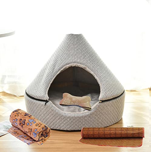 KLIEUWDBAARASRASJ Katzenstreu geschlossen zum Warmhalten im Winter, Haustierstreu, herausnehmbares und waschbares Katzenbett, kleine Hundehütte, Katzenzubehör-Grau 4-teiliges Set,L 55 55 55cm,China von KLIEUWDBAARASRASJ