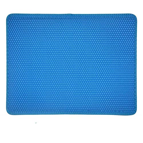 KLIEUWDBAARASRASJ Katzenstreumatte Eva Double-Layer Pet Katzenstreu Trapper Matten mit wasserdichtem Boden rutschfeste Pet Wurf Katzenmatte Layer -Blau, 30x30cm, Belgien von KLIEUWDBAARASRASJ