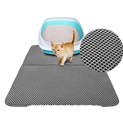 KLIEUWDBAARASRASJ Katzenstreumatte Eva Double-Layer Pet Katzenstreu Trapper Matten mit wasserdichtem Boden rutschfeste Tierstreu Katzenmatte Layer -Grau 1,55x75cm, China von KLIEUWDBAARASRASJ