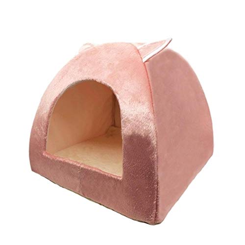 KLIEUWDBAARASRASJ Katzenzelt Nest Winter Katzenbett Faltbare Innenkatzen Welpen Maskottchen Casa Cave Pet House Mit Plüsch Weiches Kissen лежанка для кошек-Dunkelrosa, S 28 cm 28 cm 32 cm von KLIEUWDBAARASRASJ