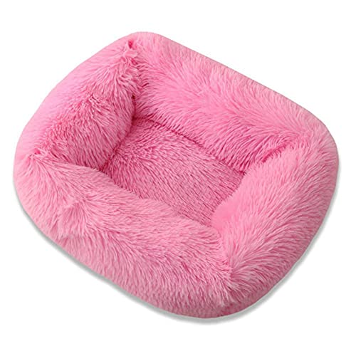 KLIEUWDBAARASRASJ Langes Plüsch Haustier Katzenbett Bequemes Donut Kuschler Runde Hundehütte Weich waschbar Hunde- und Katzenkissenbett Winter Warm-Pink, L, China von KLIEUWDBAARASRASJ