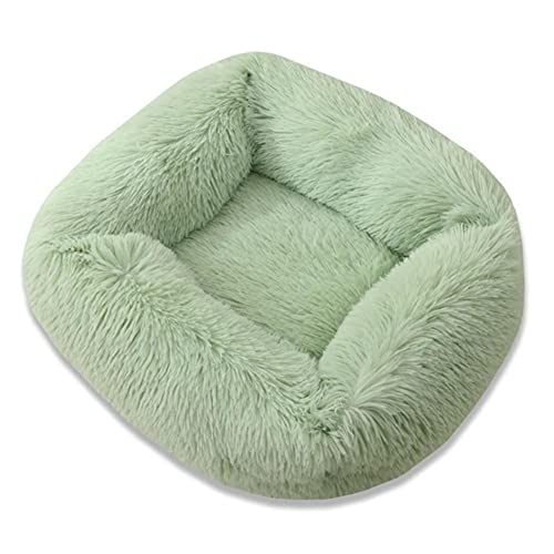 KLIEUWDBAARASRASJ Long Plush Pet Katzenbett Bequemes Donut Cuddler Round Dog Kennel Weich waschbar Hunde- und Katzenkissenbett Winter Warmgrün, L, USA von KLIEUWDBAARASRASJ