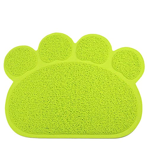 KLIEUWDBAARASRASJ Mosodo Pet Cat Wurfmatte Paw Print Fütterungsschale Tischset Cat Bed Pads rutschfeste wasserdichte Wurf Trapper Mats Cat Zubehör-Grün, L-45x60cm von KLIEUWDBAARASRASJ