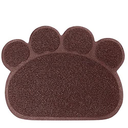 KLIEUWDBAARASRASJ Mosodo Pet Cat Wurfmatte Paw Print Fütterungsschale Tischset Cat Bed Pads rutschfeste wasserdichte Wurf Trapper Mats Cat Zubehör-braun, L-45x60cm von KLIEUWDBAARASRASJ