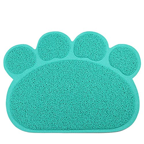 KLIEUWDBAARASRASJ Mosodo Pet Cat Wurfmatte Paw Print Fütterungsschüssel Tischset Cat Bed Pads rutschfeste wasserdichte Wurf Trapper Mats Cat Zubehör-Lake Blue, L-45x60cm von KLIEUWDBAARASRASJ