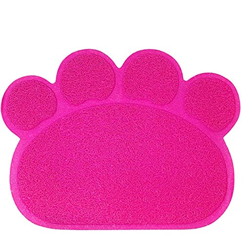 KLIEUWDBAARASRASJ Mosodo Pet Cat Wurfmatte Paw Print Fütterungsschüssel Tischset Cat Bed Pads rutschfeste wasserdichte Wurf Trapper Mats Cat Zubehör-Pink, L-45x60cm von KLIEUWDBAARASRASJ