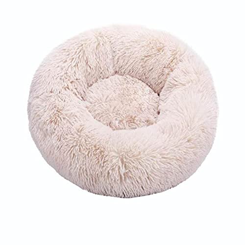 KLIEUWDBAARASRASJ Runde Katzenbetten Haus Weicher Langer Plüsch Bestes Haustier Hundebett Für Hunde Korb Haustierprodukte Kissen Katzenbett Katzenmatte Tiere Schlafen Sofa-Beige,70cm von KLIEUWDBAARASRASJ