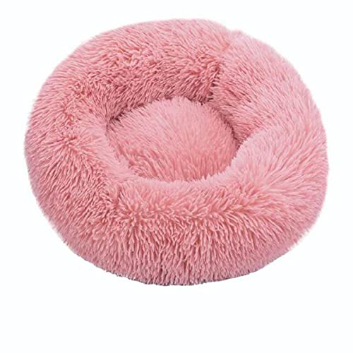 KLIEUWDBAARASRASJ Runde Katzenbetten Haus Weicher Langer Plüsch Bestes Haustier Hundebett Für Hunde Korb Haustierprodukte Kissen Katzenbett Katzenmatte Tiere Schlafen Sofa-Rosa,90cm von KLIEUWDBAARASRASJ