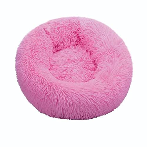 KLIEUWDBAARASRASJ Runde Katzenbetten Haus Weicher Langer Plüsch Bestes Haustier Hundebett für Hunde Korb Haustierprodukte Kissen Katzenbett Katzenmatte Tiere Schlafen Sofa-Rose,100cm von KLIEUWDBAARASRASJ