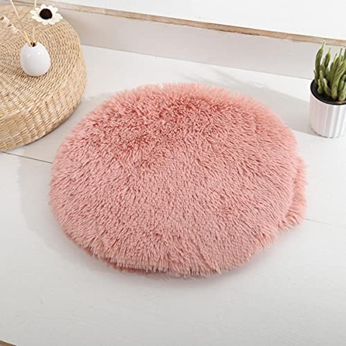 KLIEUWDBAARASRASJ Runde Lange Plüsch-Haustiermatte Schlafmatratze für kleine Hunde und Katzen Teddy Hundekissen Zwinger Katze Flauschige Matte-Rosa,40cm,China von KLIEUWDBAARASRASJ