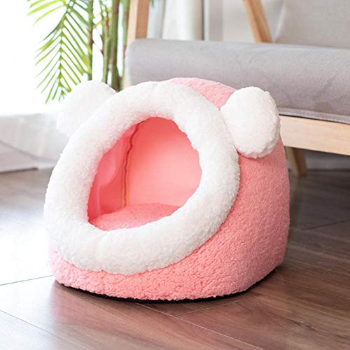 KLIEUWDBAARASRASJ Warmes weiches Katzenbett Winter warmes Haus Höhle Haustier Hund weiches Nest Zwinger Kätzchenbett Haus Schlafsack für kleine mittelgroße Hundezubehör-Pink, M - für 5 kg, China von KLIEUWDBAARASRASJ