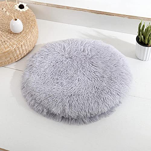 KLIEUWDBAARASRASJ Weiches Hundebett Haus Runde Waschbare Lange Plüsch Hundehütte Katze Samt Flauschige Matten für Samll große Hundekorb Haustier Schlaf Luxus Tasche Hellgrau, Durchmesser 50 cm, USA von KLIEUWDBAARASRASJ