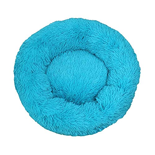 KLIEUWDBAARASRASJ Weiches Hundebett Haus Runde Waschbare Lange Plüsch Hundehütte Katze Samt Flauschige Matten für Samll große Hundekorb Haustier Schlaf Luxus Tasche-blau, Durchmesser 70cm, USA von KLIEUWDBAARASRASJ