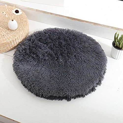 Weiches Hundebett Haus Runde Waschbare Lange Plüsch Hundehütte Katze Samt Flauschige Matten für Samll große Hundekorb Haustier Schlaf Luxus Tasche-Dunkelgrau, Durchmesser 60cm, China von KLIEUWDBAARASRASJ