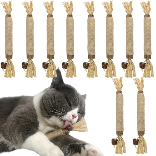 Catnip Sticks für Katzen, 10 Pcs Matatabi Katze kauen Spielzeug, Matatabi Katze Sticks, Katze Spielzeug Matatabi kauen Sticks, Kauen Holz Catnip Sticks von KLLJ