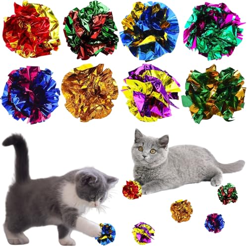 Knisterball für Katzen,20pcs Bunte Katze Spielzeug Bälle,Cat Crinkle Ball,Bunte Katze Spielzeug Bälle,Bunte Katzenspielbälle,Kätzchen Interaktives Ballspielzeug von KLLJ