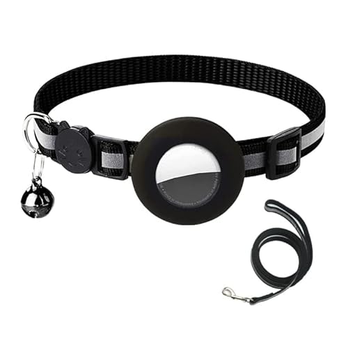 Reflektierendes Katzenhalsband mit wasserdichter Halterung, verstellbares Haustier-Tracker-Halsband mit Leine, Sicherheitshalsband von KLOVA