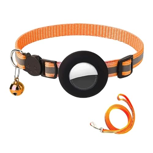 Reflektierendes Katzenhalsband mit wasserdichter Halterung, verstellbares Haustier-Tracker-Halsband mit Leine, Sicherheitshalsband von KLOVA