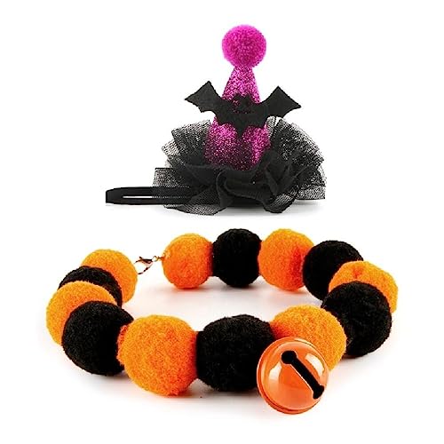 Weihnachten Haustier Schöne Kürbis/Fledermaus Form Für Katze Dress Up Supplies Karneval Winter Mit Pompons Halskette Cosplay Hüte Für Haustier Halloween Cosplay Prop von KLOVA