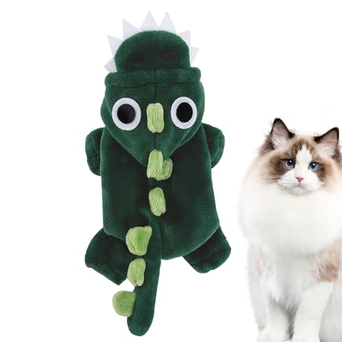 KLUFO Fleece-Hundemantel, Winddichtes Dinosaurier-Kostü für Hunde, Superweiche Hundekleidung für kaltes Wetter, Welpen-Outfits, lustige Kleidung mit Kapuze für Halloween, Katzen, Cosplay-Kleidung von KLUFO