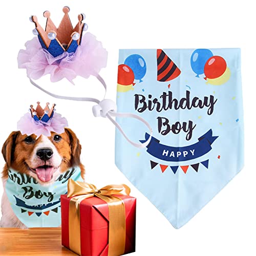 KLUFO Hunde-Geburtstags-Outfit | Haustier-Geburtstagskrone - Kätzchenkleidung, dehnbares Gummiband, Filz- und Polyesterstoffe, verblasst Nicht leicht für Welpen, Hunde, Kätzchen von KLUFO