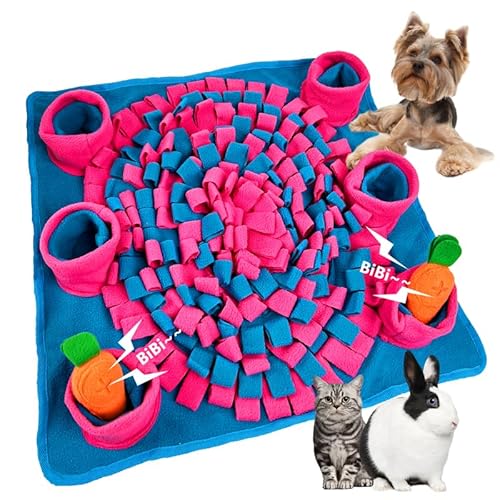 1 x Schnüffelmatte für Hunde, 2 x quietschende Karotte, faltbar, für langsames Füttern, Welpenschnüffelpad mit rutschfester Unterseite, interaktives Hunde-Puzzle-Spielzeug, fördert natürliche von KM-P