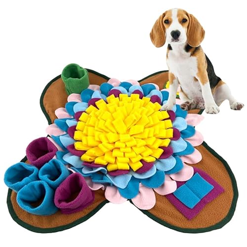 Schnüffelmatte für Hunde, Blume, Haustier, langsames Füttern, rutschfeste Haustier-Schnüffelmatte, Hundetrainingspuzzle-Platzdeckchen (Braun) von KM-P