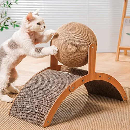 KMDZDZGS Kratzbrett für Katzen, Katzenspielzeug, 2-in-1 Katzenbett & Kratzspielzeug mit Kratzball, ideal zum Kratzen, Spielen & Ausruhen, ergonomisches Design für Katzen. von KMDZDZGS