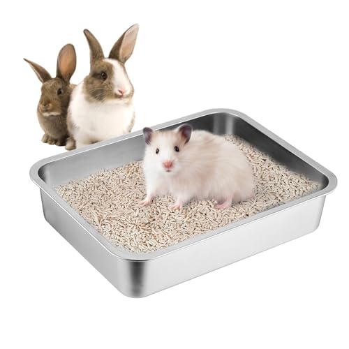 Katzentoilette Verdickter Edelstahl 304, Litter Box Katzenklo, Metallklo Katzen und Kaninchen, Niemals Gerüche, Rostfrei, Antihaft Glatte, Anti-Rutsch,leicht zu reinigen (15,7" L x 11,8" W x 4" H) von KMDZDZGS