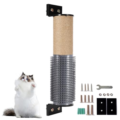 Kletterwand Katzen Kratzbaum Wand Wandmontage, Natur Sisal Stamm Kratzsäule Robuster Kratzstamm für Katzen, Kratzsäule für Katzen, Katzenkratzbaum Sisalstämme Sisalsäulen (Katzenkratzbaum mit Bürste) von KMDZDZGS