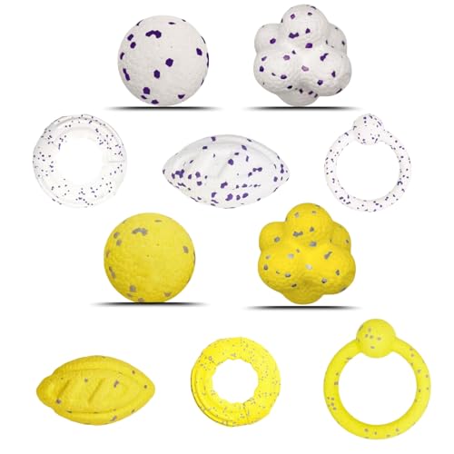 KMEYLE 10PCS Set Der Mellow Dog Calming Ball, Mellow Dog Ball, Mellow Dog Calming Ball, Mellow Dog Ball Direction, Emotional Relief Fun Toys Und Kauspielzeug Für Hunde Jeder Größe(White and Yellow) von KMEYLE