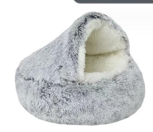 KMOCEPLY 1PC Cat Beds Dog Bed Pet Bed for Indoor Cats Large Cave Dog Bed Washable Kitten Bed Small Cats Cave Bed for Indoor Cats Underder, Warm Cosy Soft Plush Puppy Pet Bed (Grey) von KMOCEPLY